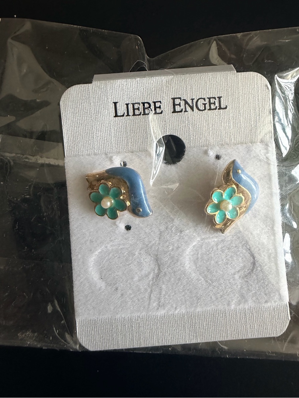 Blue & Aqua Floral Enamel Stud Earrings